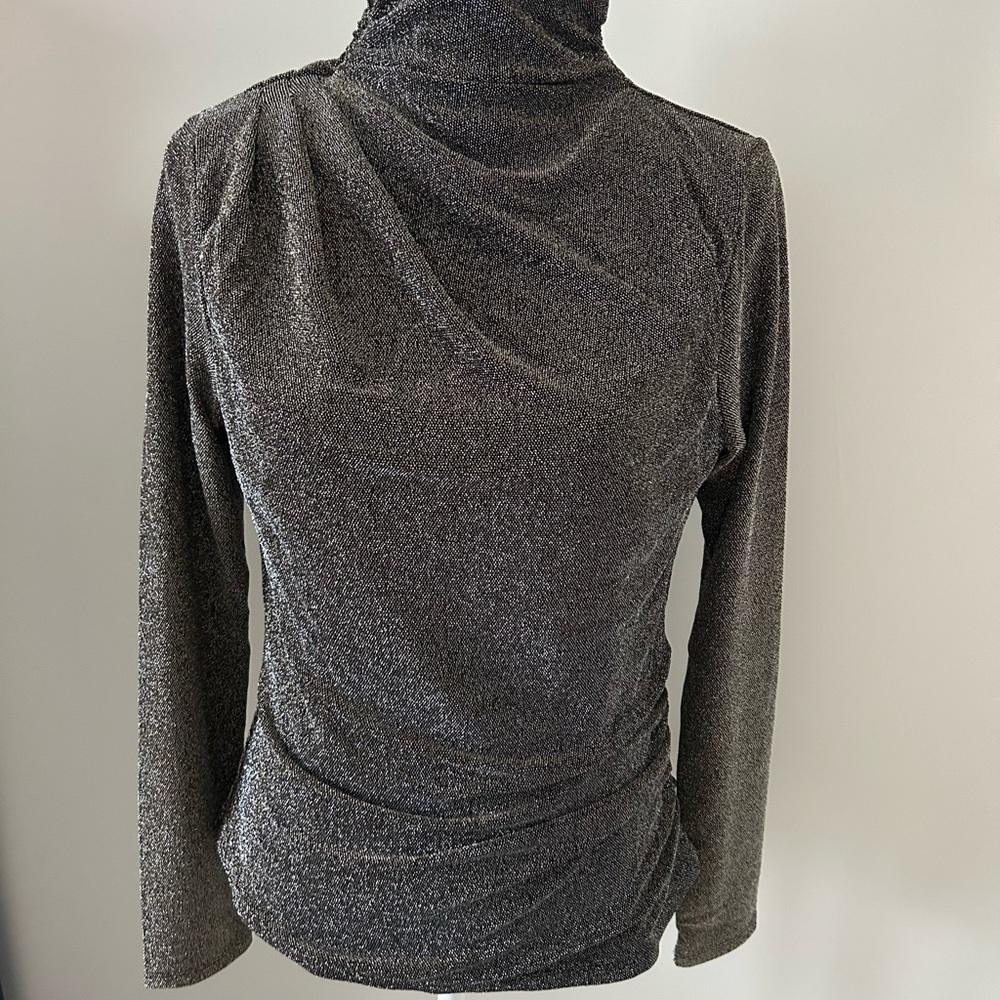 White House Black Market Metallic Copper Brown/Gray Turtleneck Long Sleeve Top